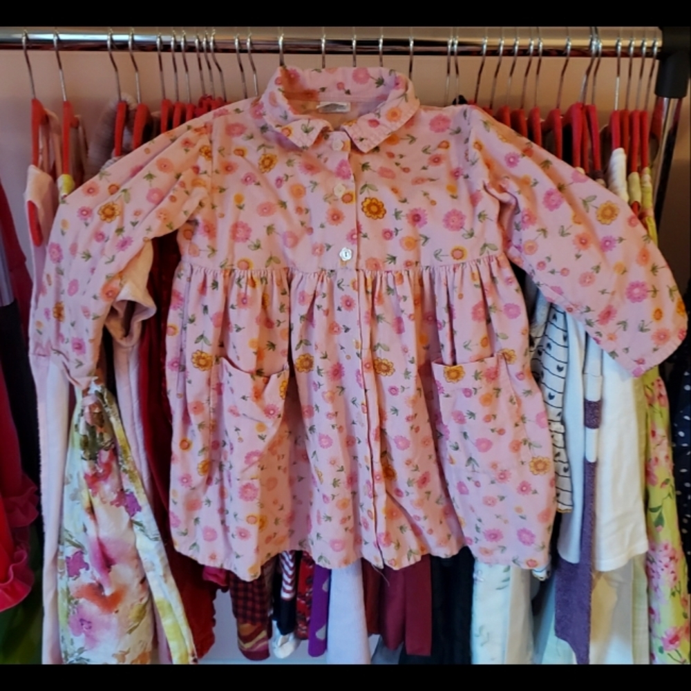 Made in USA pink floral cordury play dress sz 5